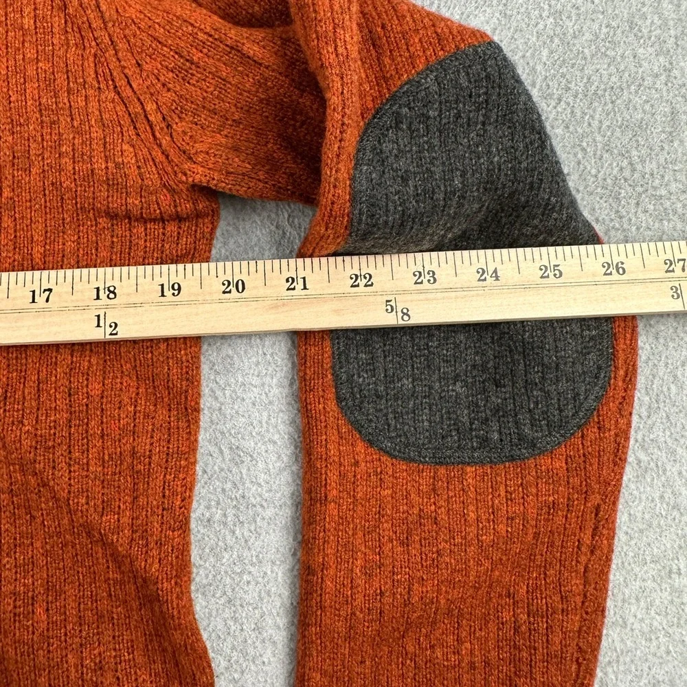 Banana Republic Sweater Mens M Orange Lambswool Cashmere 1/4 Zip‎ Elbow Patches